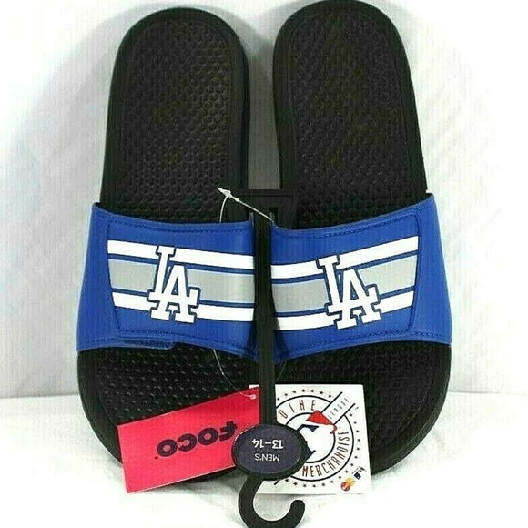 LA Dodgers Striped Shower Slides Big Logo FOCO  ML